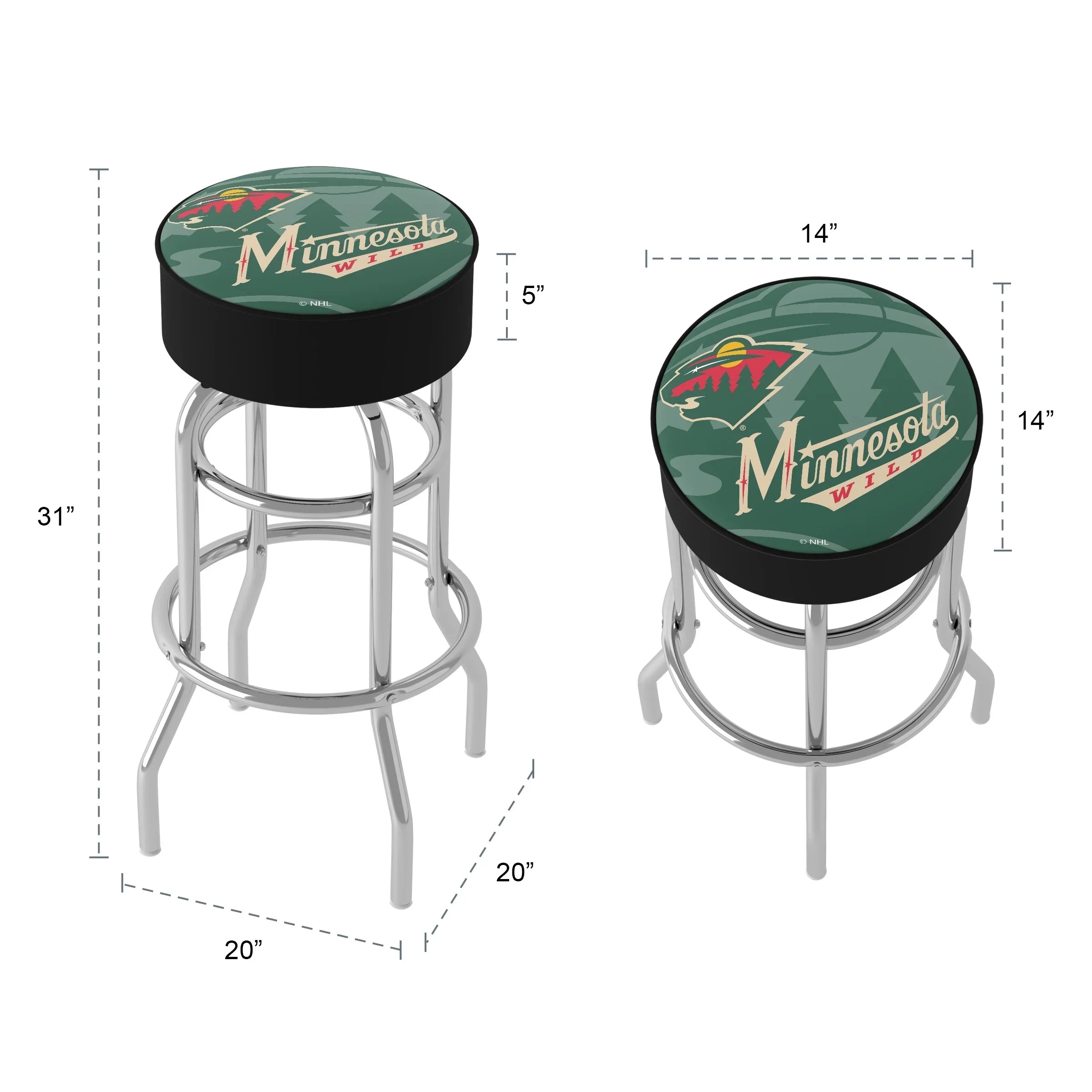 Trademark Gameroom Minnesota Wild Fluidmark Bar Stool with Padded Seat
