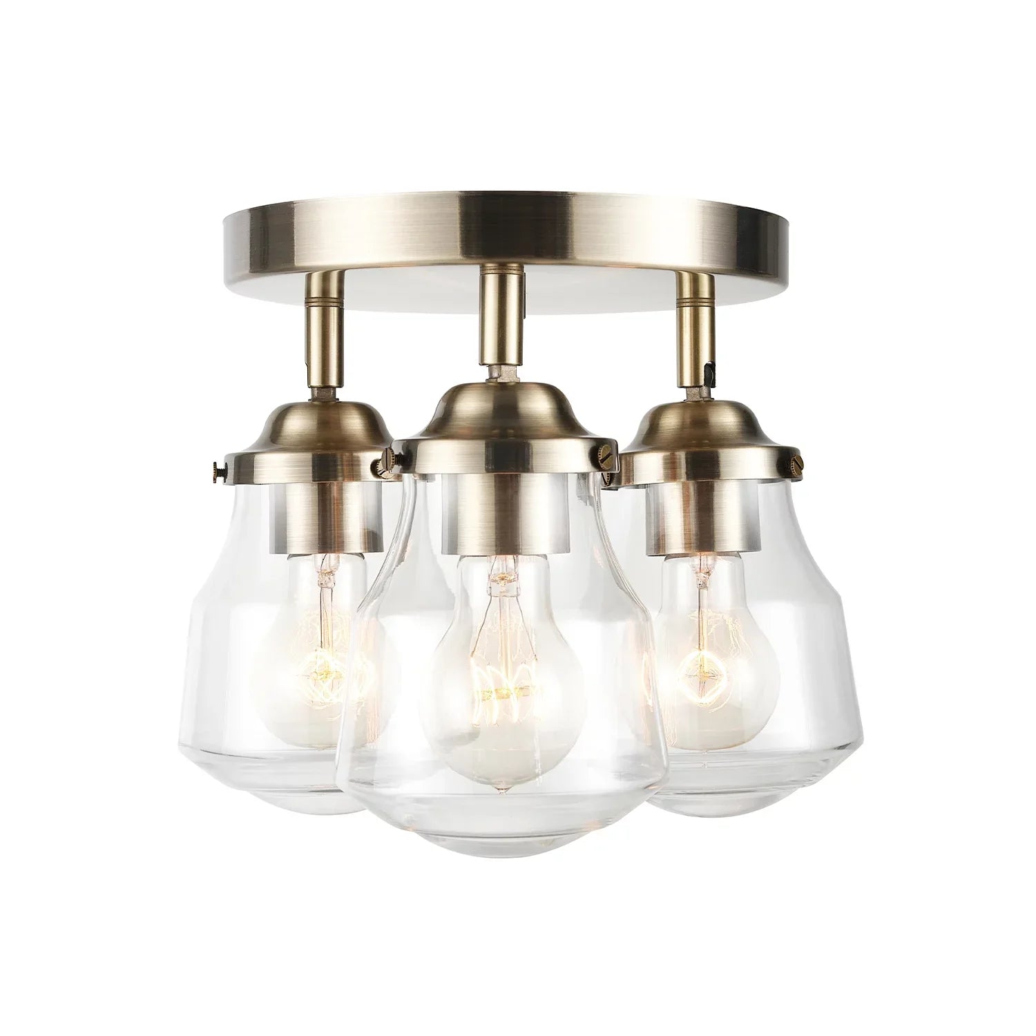 Globe Current-activated Gerard 3-Light Antique Brass Track Lighting Canopy Light with Clear Glass Shades; Bulbs Included; 59761