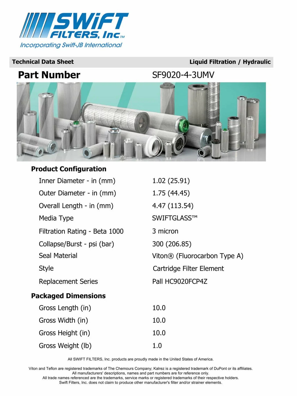 Direct Interchange for TAISEI KOGYO P-F-TM-2-3C Cartridge Filter Element Microglass Construction 3 Micron