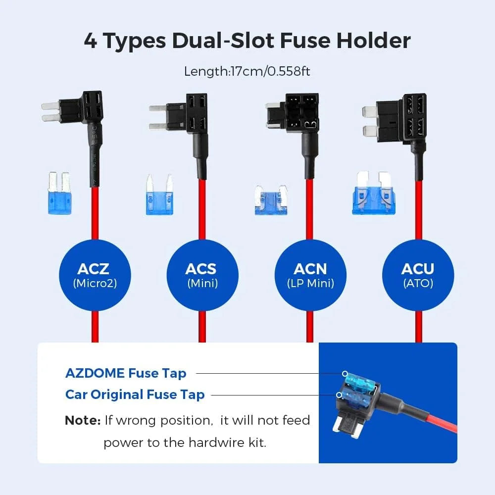 JYX04 Dash Cam Hardwire Kit; ro USB 3 Lead Hard Wire Kit for M300S Dashcam; Converts 12-24V to 5V/2.5A Low