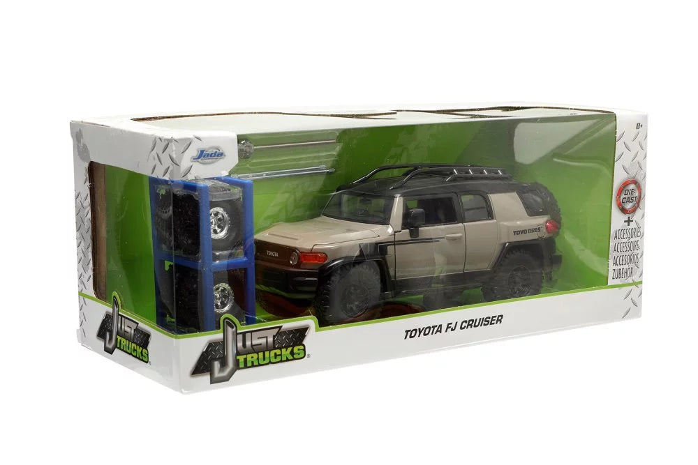 Toyota FJ Cruiser w/ Roof Rack and Extra Wheels; Beige - Jada Toys 34008 - 1/24 scale Diecast Car