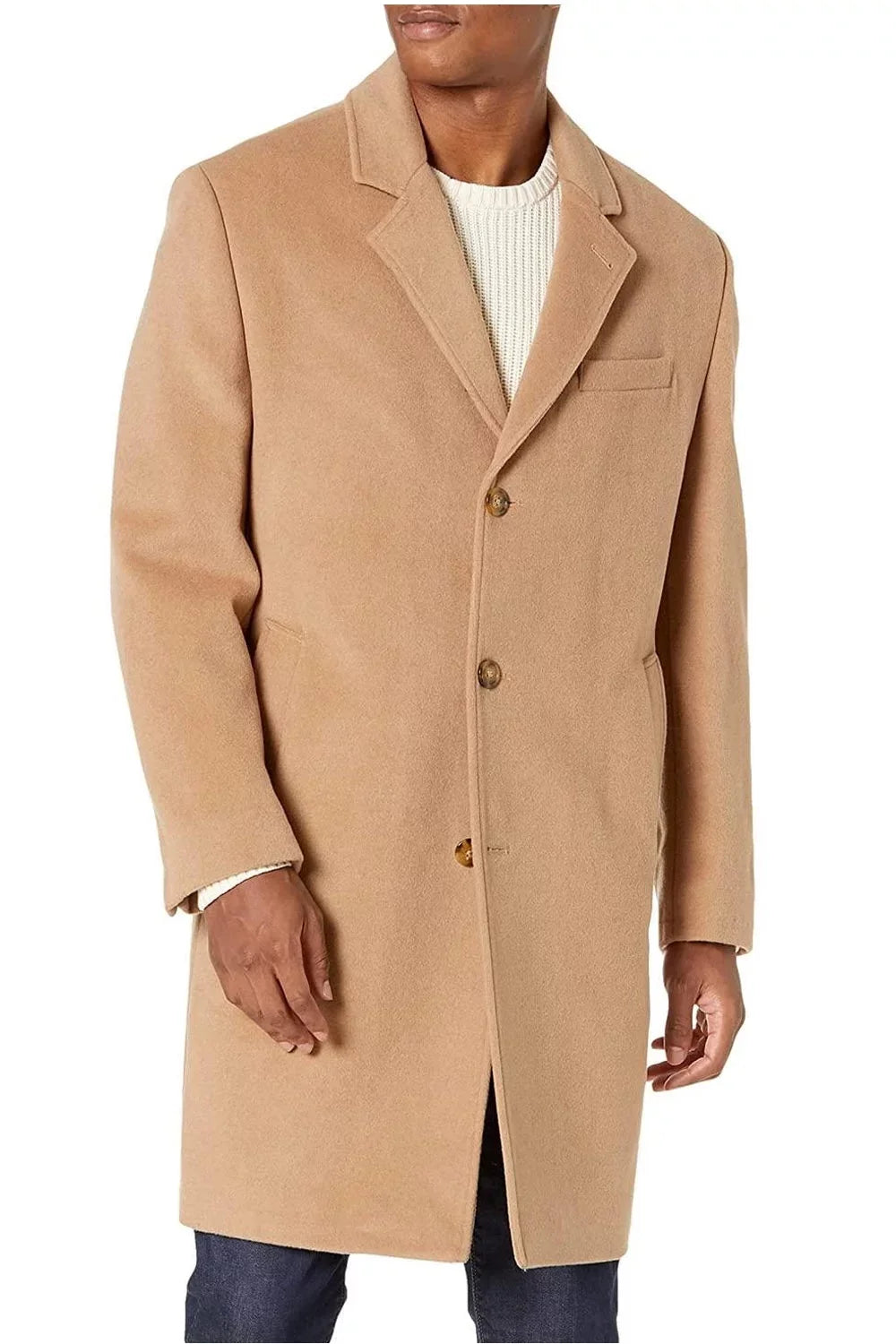 London Fog Signature Mens Wool-Blend Overcoat 38 Short Camel Coat - NWT $350