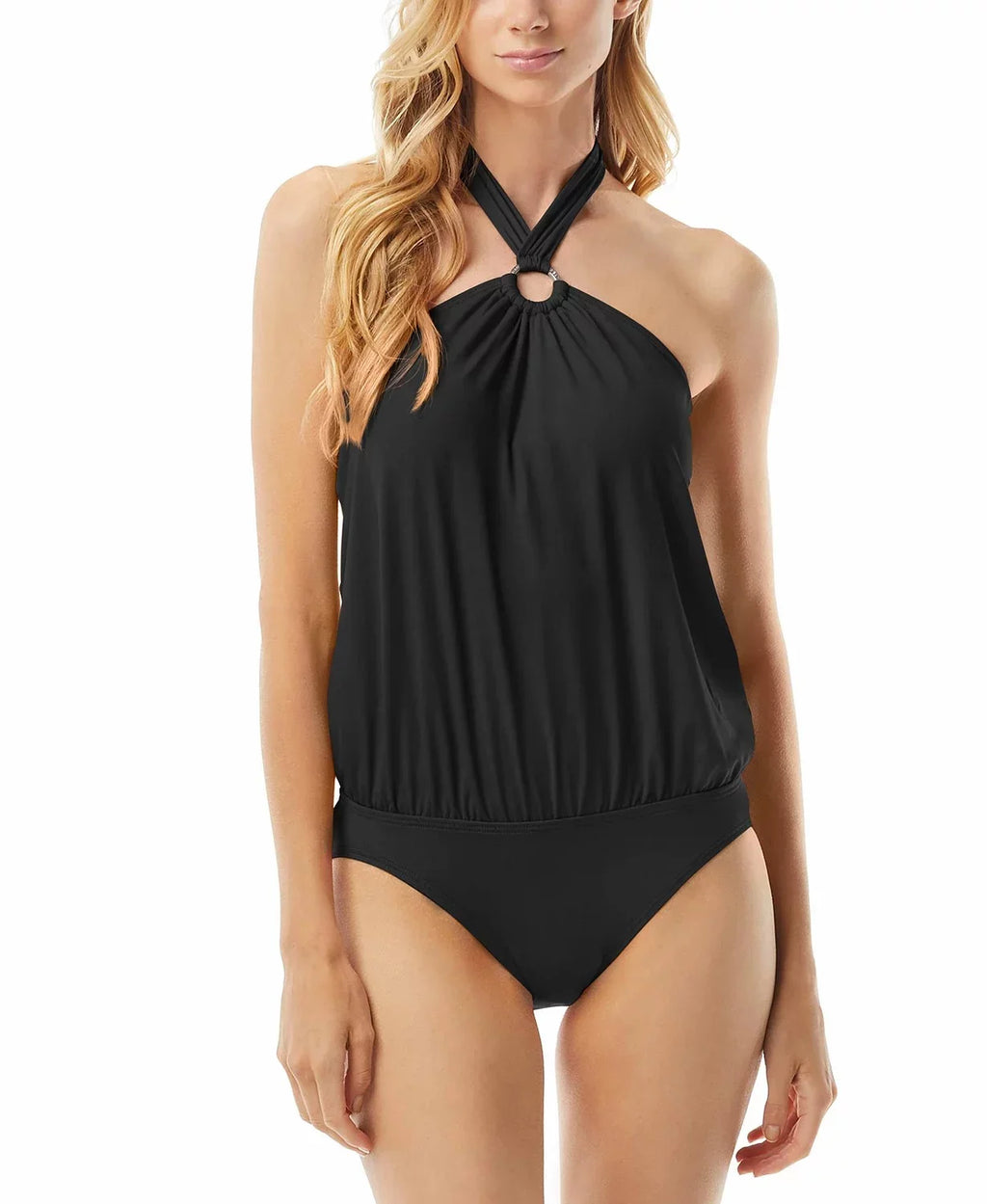 MICHAEL MICHAEL KORS Halter Blouson One-Piece Swimsuit