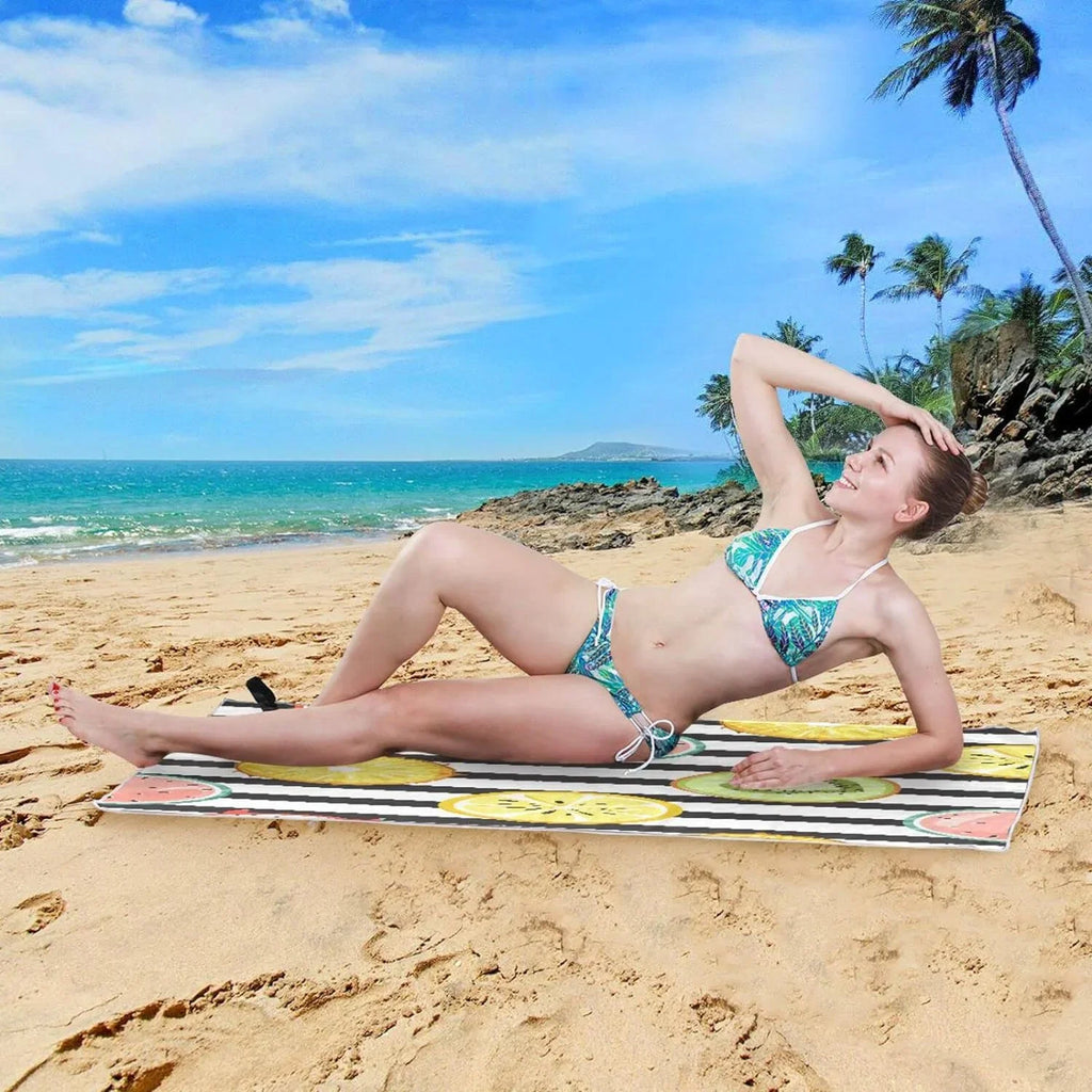 Bestwell Tropical Fruit Slice Beach Towel Oversized Towel Blanket; Thin Lightweight Microfiber Sand Free Quick Dry Towel; 30”X60” Multipurpose Pool Bath Yoga Swim Shower Towel