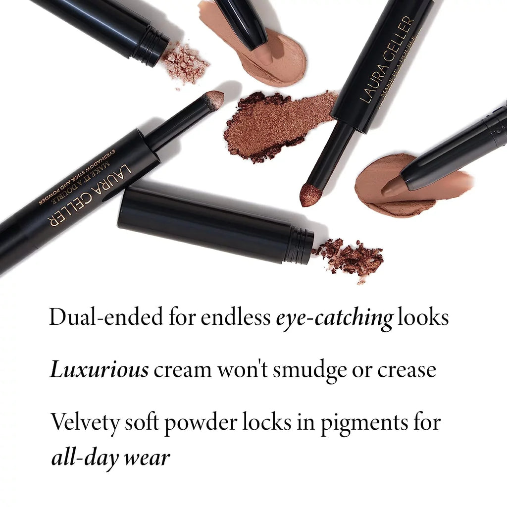 LAURA GELLER NEW YORK Make It A Double Dual-Ended Eyeshadow - Absinthe - Cream Eyeshadow Stick + Matching Powder Eyeshadow - Crease-Proof and Smudge-Proof
