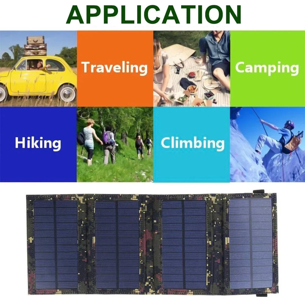 Paddsun 80W USB Solar Panel Folding Power Bank Outdoor Camping Hiking Phone Charger