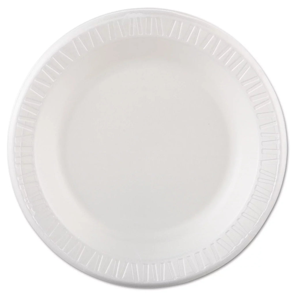Dart Quiet Classic Laminated Foam Dinnerware; Plate; 10.25" dia; White; 125/Pack; 4 Packs/Carton