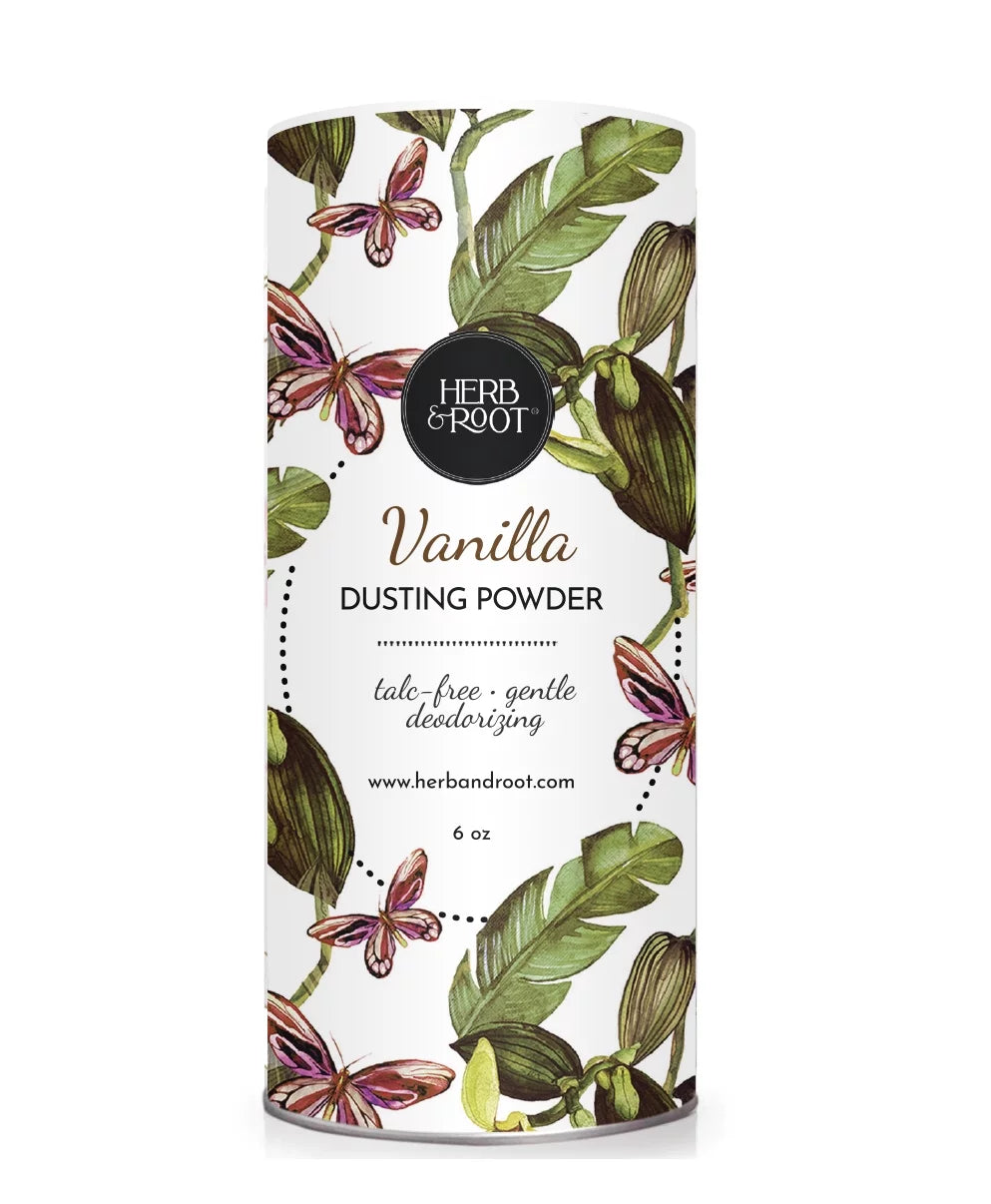 Herb & Root Vanilla Scented Talc Free Dusting Powder | Body Powder for Women & Men | 6 oz