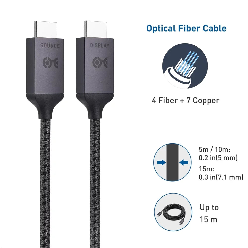 Cable Matters Certified Active Ultra High Speed HDMI Cable (Fiber Active Optical 8K HDMI Cable) – 10m / 32.8 Feet – Supporting 8K@60Hz 4K@120Hz HDR - Designed for XBOX; Compatible with PS5; Apple TV