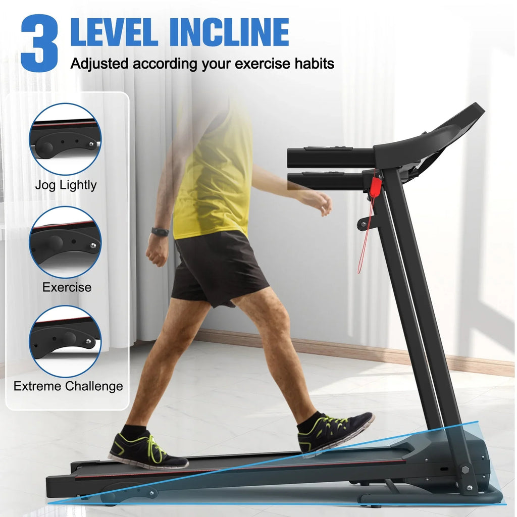 Relife Sports Foldable Treadmill with Incline 220lbs Walking Pad; 0.5-7.5mph; Black