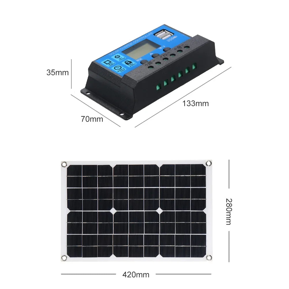 Pinnaco Solar Panel;Solar Panel Solar PWM DC 5V/18V Dual IP65 Resistance 12V/24V Solar USB Car IP65 Resistance 12V/24V Dual Output Solar 50W DC 5V/18V Panel 2 USB 5V/18V Dual Output QISUO
