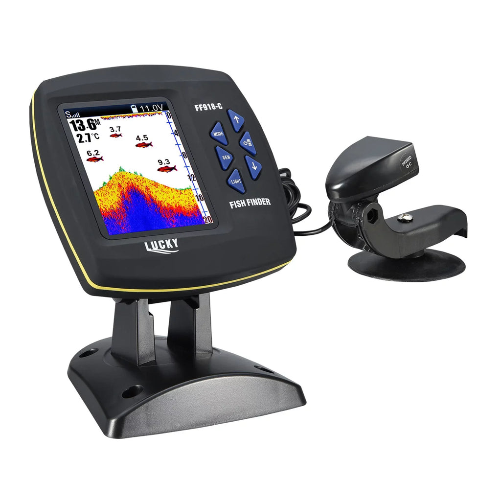 Tomshoo Fish Finder Wired Transducer Sensor Fishfinder 45 Degrees Underwater Fishing Portable Fish Finder Fluidproof Underwater Monitor LCD Fish Locator Boat Fishfinder Fish Detector
