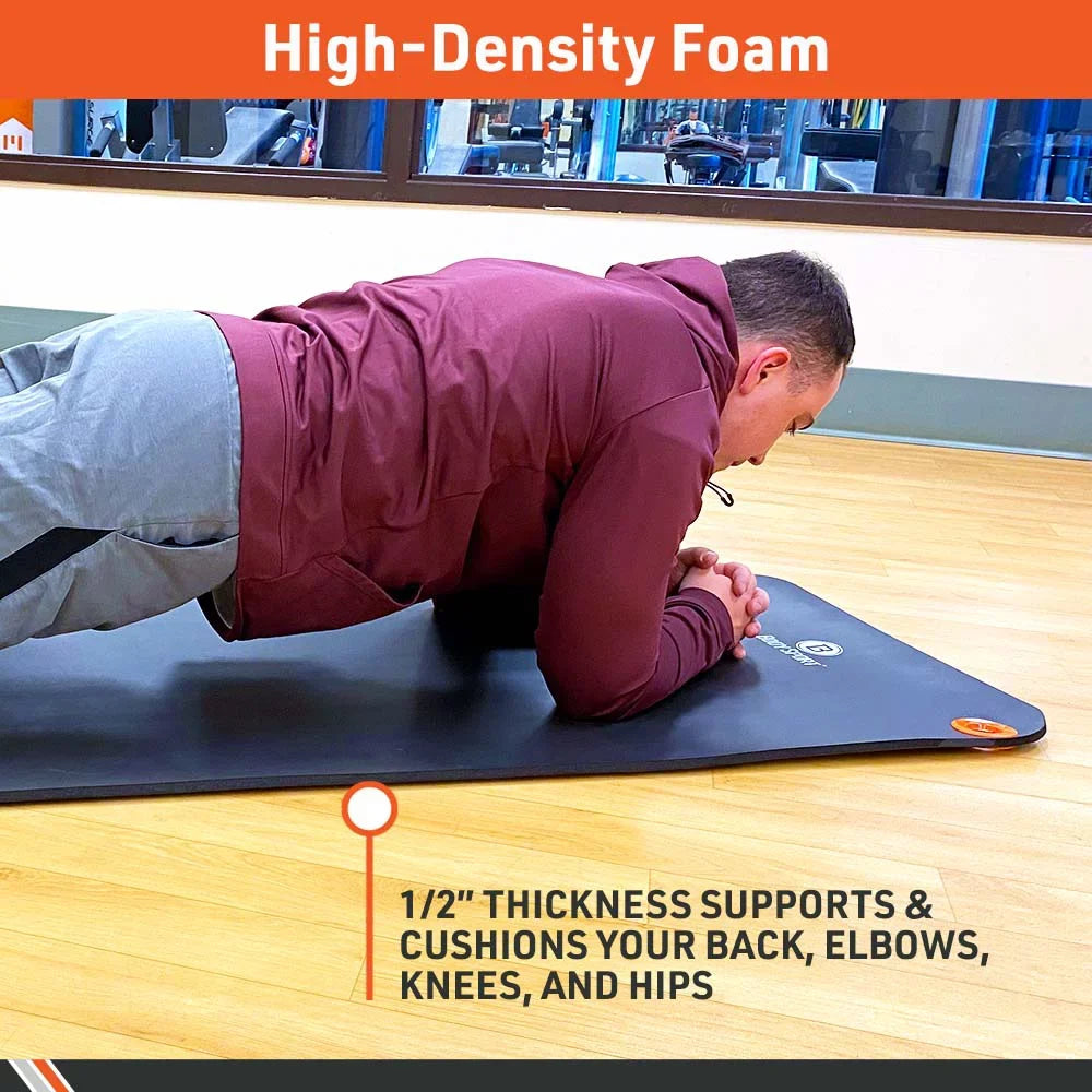BodySport Personal Exercise Mat for Men and Women – Perfect for Gyms and Fitness Training – 1 in. Thick; 72 in. Long; Black
