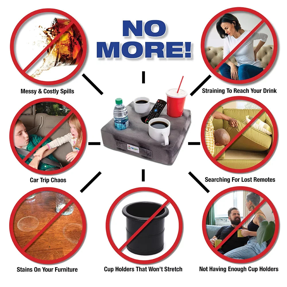 Cup Cozy Deluxe Pillow (Navy) As Seen on TV -The world's BEST cup holder! Keep your drinks close and prevent spills. Use it anywhere-Couch; floor; bed; man cave; car; RV; park; beach and more!
