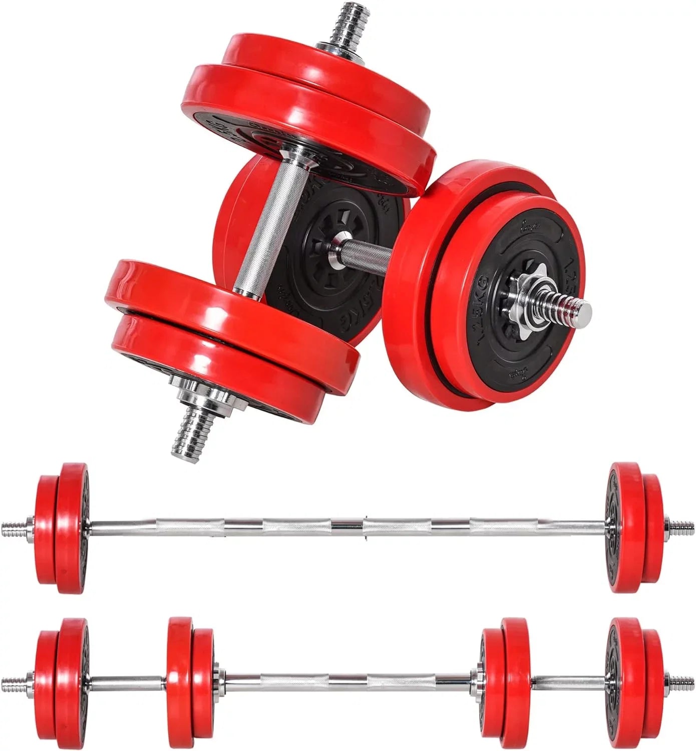 Soozier Adjustable Dumbbell Set; Convertible to Barbell Weight Set for Home Gym Women and Men Weight Lifting Training