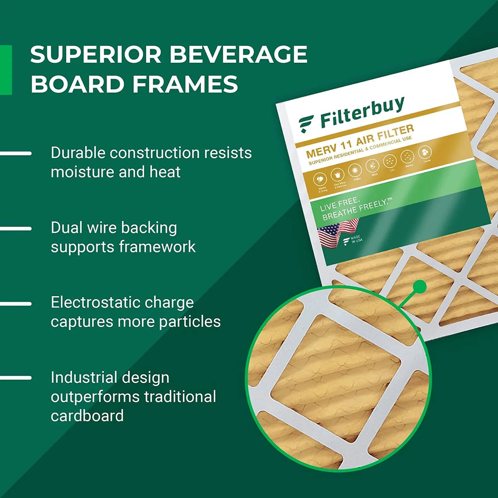 Filterbuy 14x20x1 MERV 11 Pleated HVAC AC Furnace Air Filters (4-Pack)