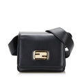 Pre-Owned Authenticated Fendi Small ID Crossbody Bag Calf Leather Black Unisex (Good)