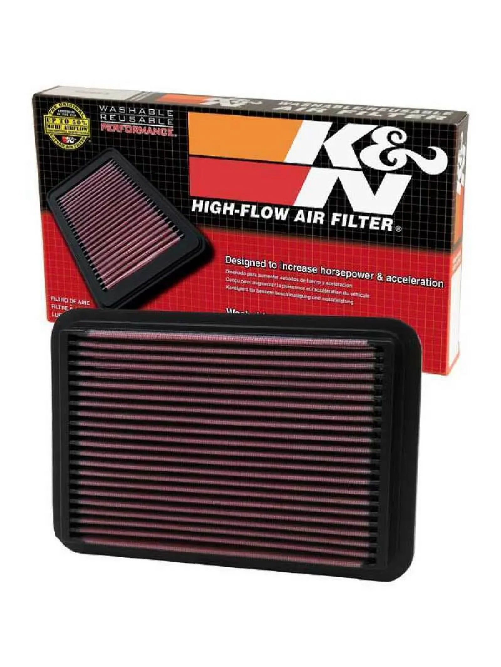 K&N Engine Air Filter: High Performance; Premium; Washable; Replacement Filter: 1986-2018 MITSUBISHI/TOYOTA/MAZDA/ISUZU (Outlander; ASX; Tacoma; Soarer; 4 Runner; Hilux; Previa; Tarago); 33-2050-1