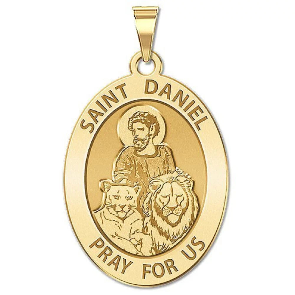 Picturesongold.Com Saint Daniel Oval Religious Medal Necklace Pendants Adult-2/3x3/4 14K Yellow Gold