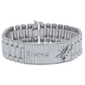 Zodiac Sign Scorpio 14K White Gold Finish Simulated Diamonds Mens Link Bracelet 8.5''