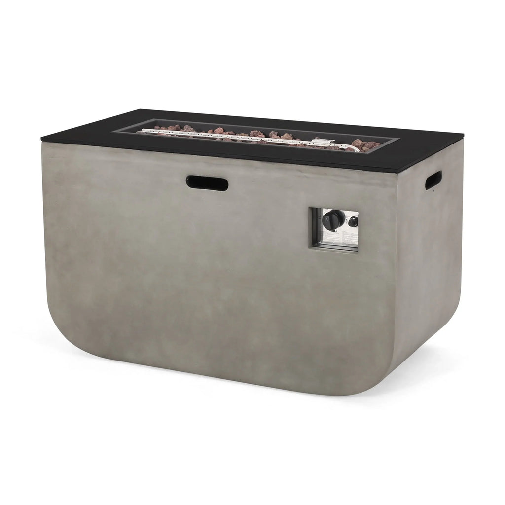 Christopher Knight Home Adio Outdoor 50;000 BTU Modern 40-inch Rectangular Lightweight Concrete and Ceramic Fire Pit Table by