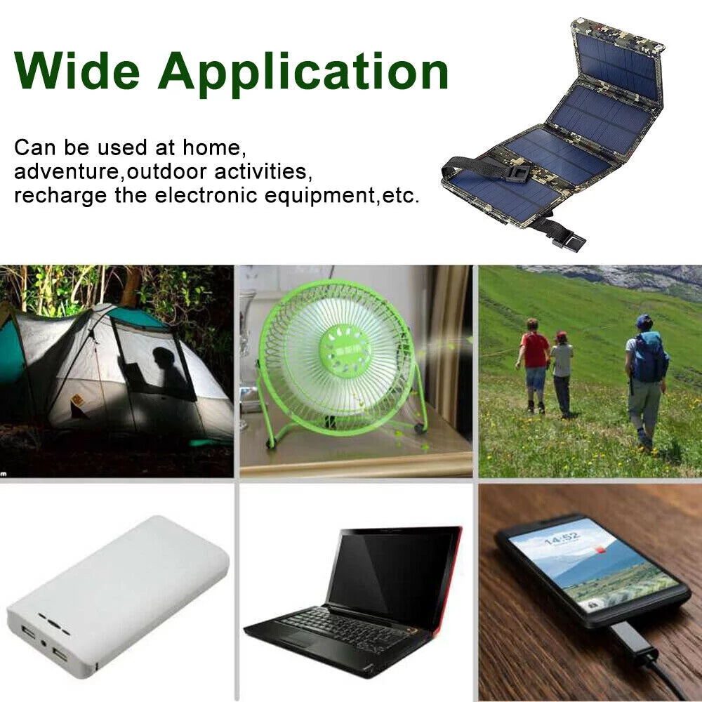 Paddsun 80W USB Solar Panel Folding Power Bank Outdoor Camping Hiking Phone Charger