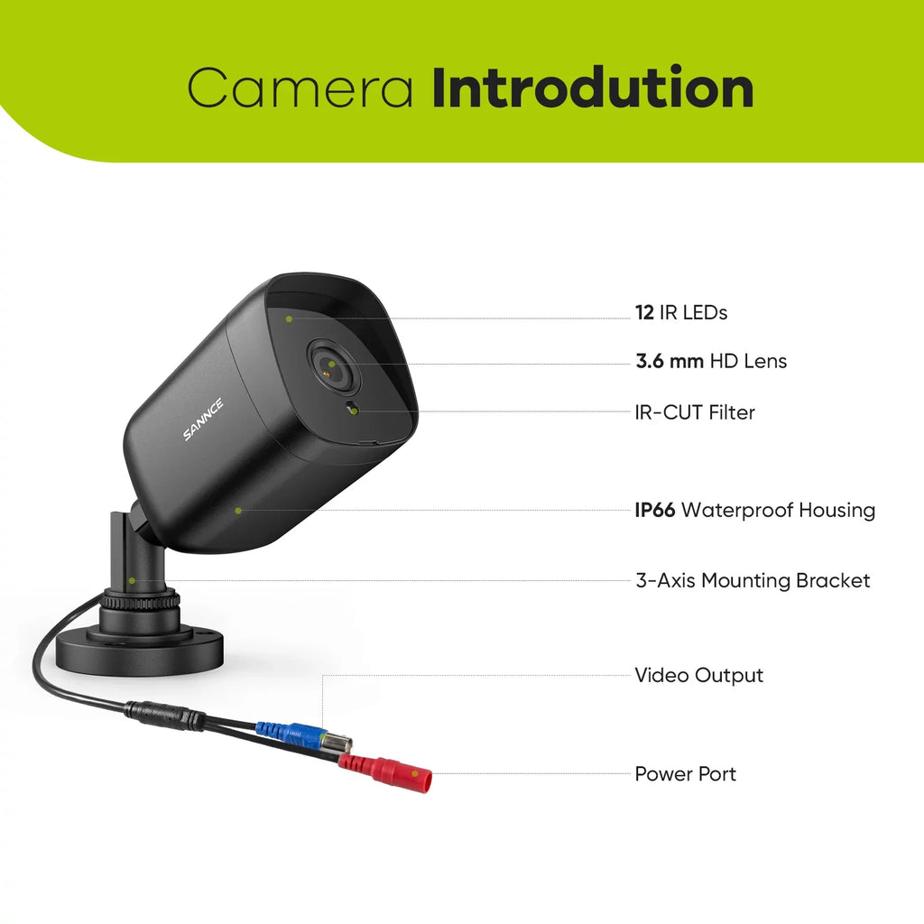SANNCE 1080p Full HD Wired Analog CCTV TVI-HD Security Camera for DVR Security Camera System with Outdoor IP66 Fluidproof 100 ft Night Vision