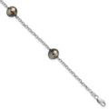 Auriga 925 Sterling Silver 9mm 3Stat Tahit Saltwater Pearl Bracelet 7.5inch for Women