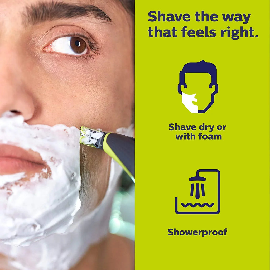 Philips Norelco OneBlade Face + Body Hybrid Current-activated Trimmer and Shaver QP2630/70 - Black; Green; & Silver