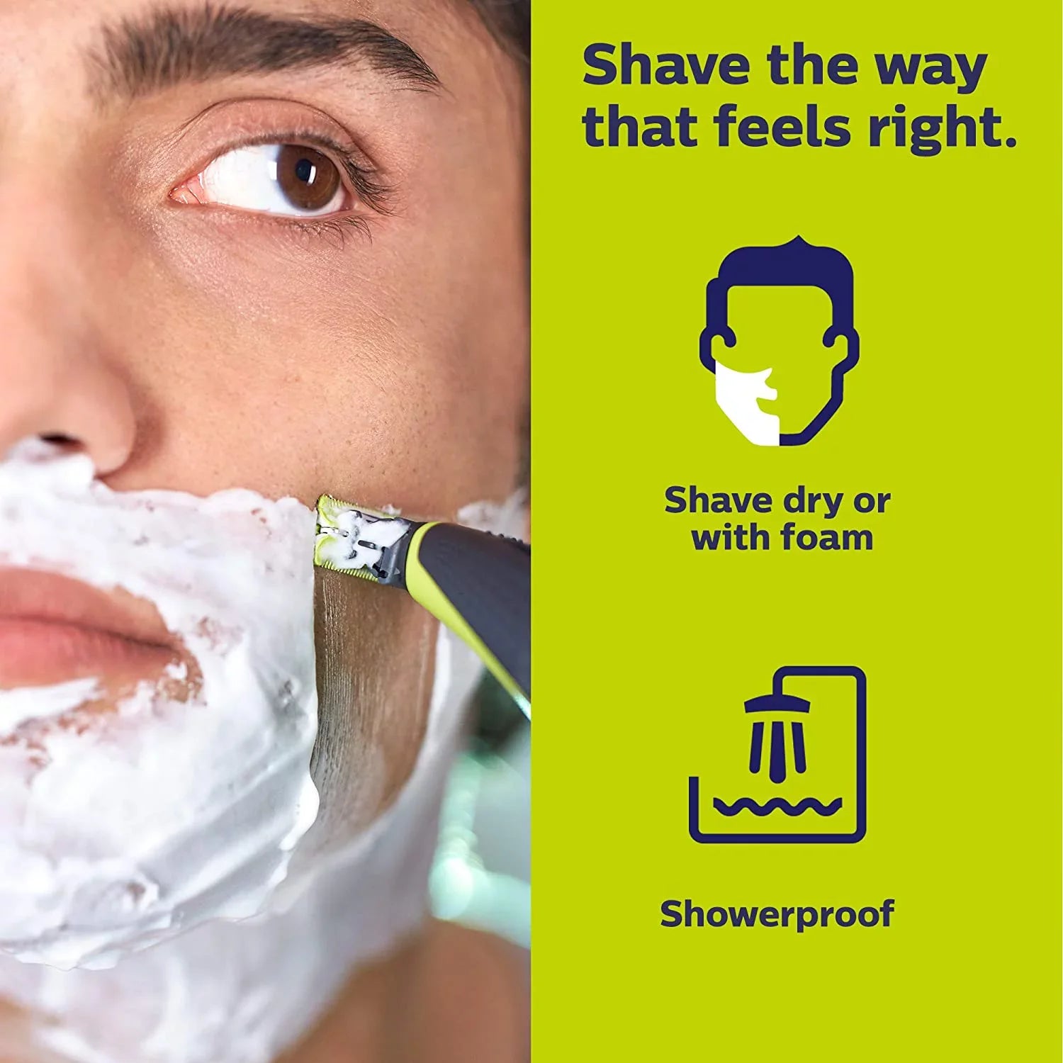Philips Norelco OneBlade Face + Body Hybrid Current-activated Trimmer and Shaver QP2630/70 - Black; Green; & Silver