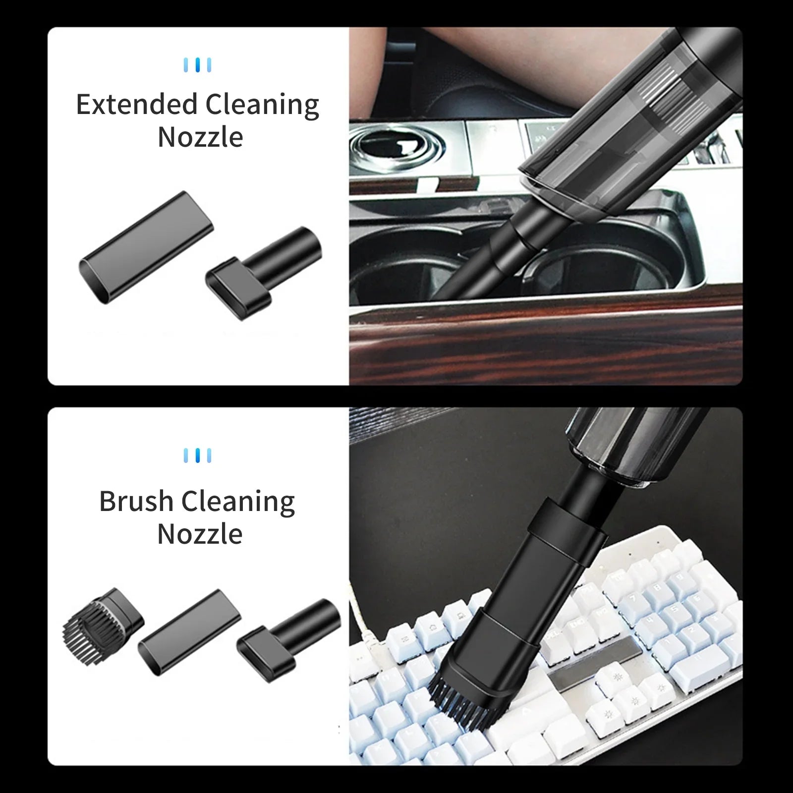 moobody Vacuum Cleaner; 120W Handheld Cleaner; 6000Pa Powerful Suction; USB Powered with HEPA Filter for Cleaning Hair Dust Gravel in Home Office