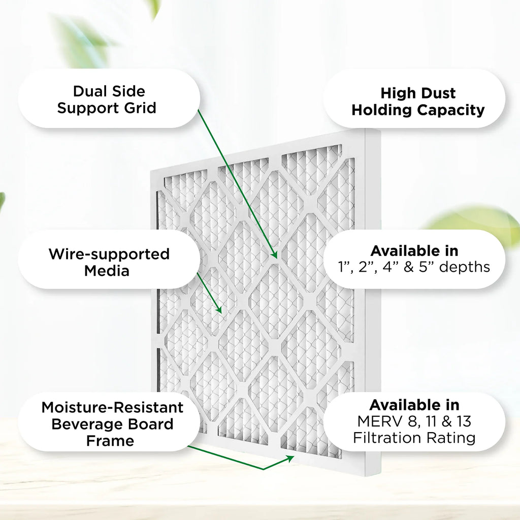12x24x2 MERV 11; MPR 1000 Pleated AC Furnace 2" Air Filters by Pamlico. Case of 12. Actual Size: 11-3/8 x 23-3/8 x 1-3/4