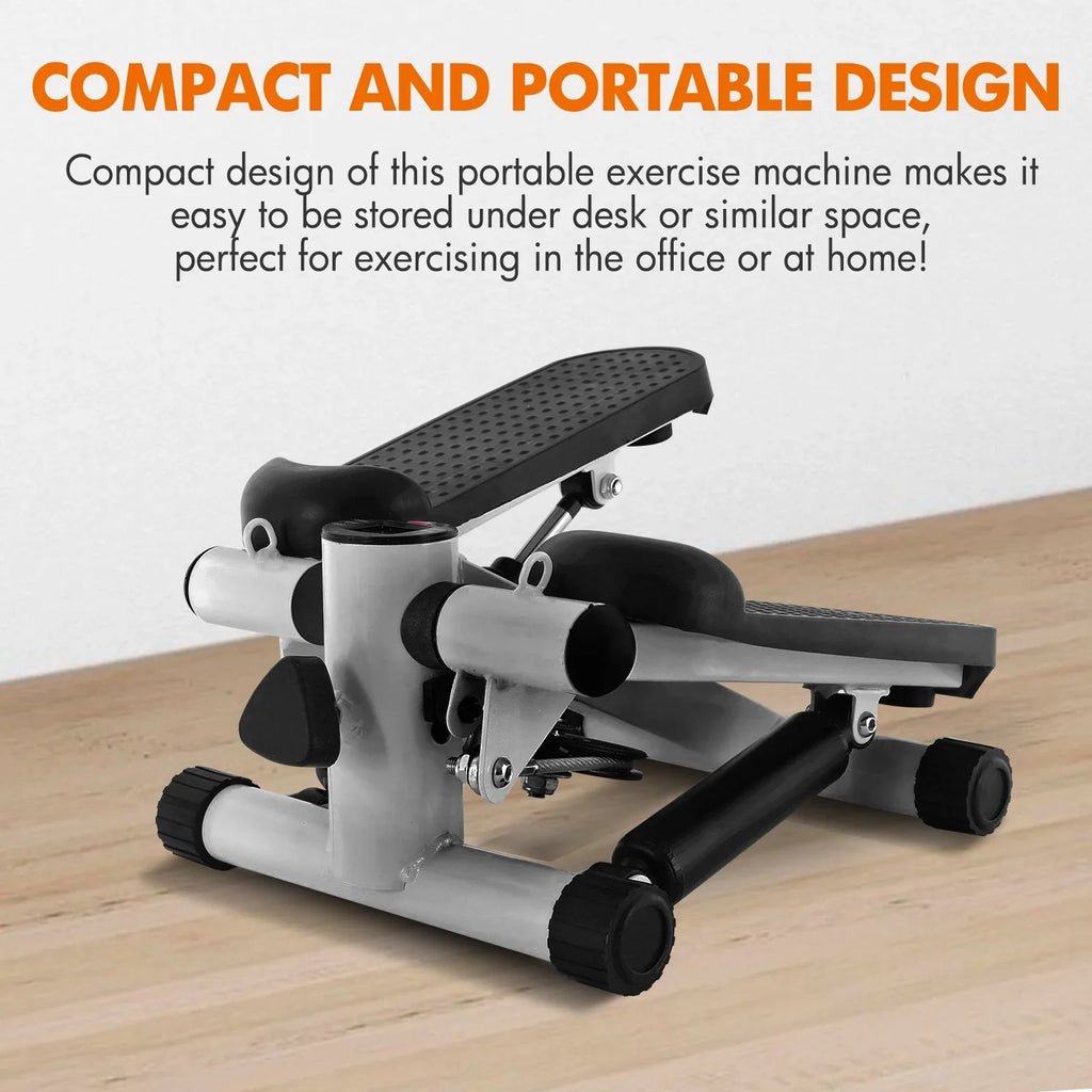 Stepper for Exercise; Stair Stepper Cardio Equipment with Resistance Bands; Mini Stepper Adjustable Stride Height Gray