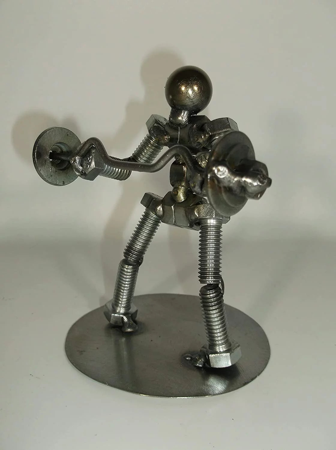 Preacher C url Weight Lifter Metal Bolt Figurine; curl bar