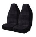 Auto Drive 2 Piece Car Seat Covers High Back Soft Faux Fur Polyester Black; Universal Fit; 2002SC101