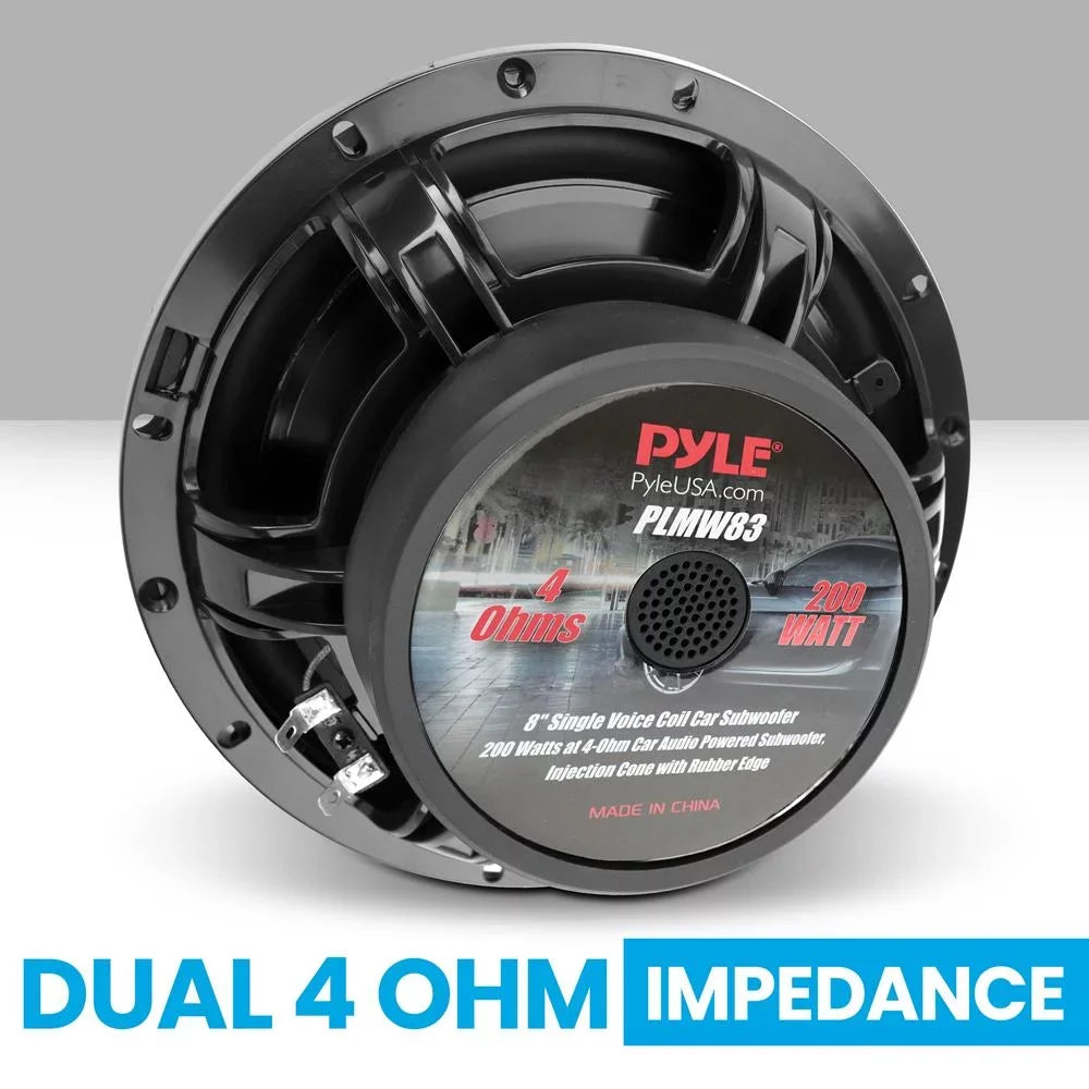 Pyle Single Voice Coil Car Subwoofer - 8 millimeteres; 200 Watts at 4-Ohm Car Audio Powered Subwoofer