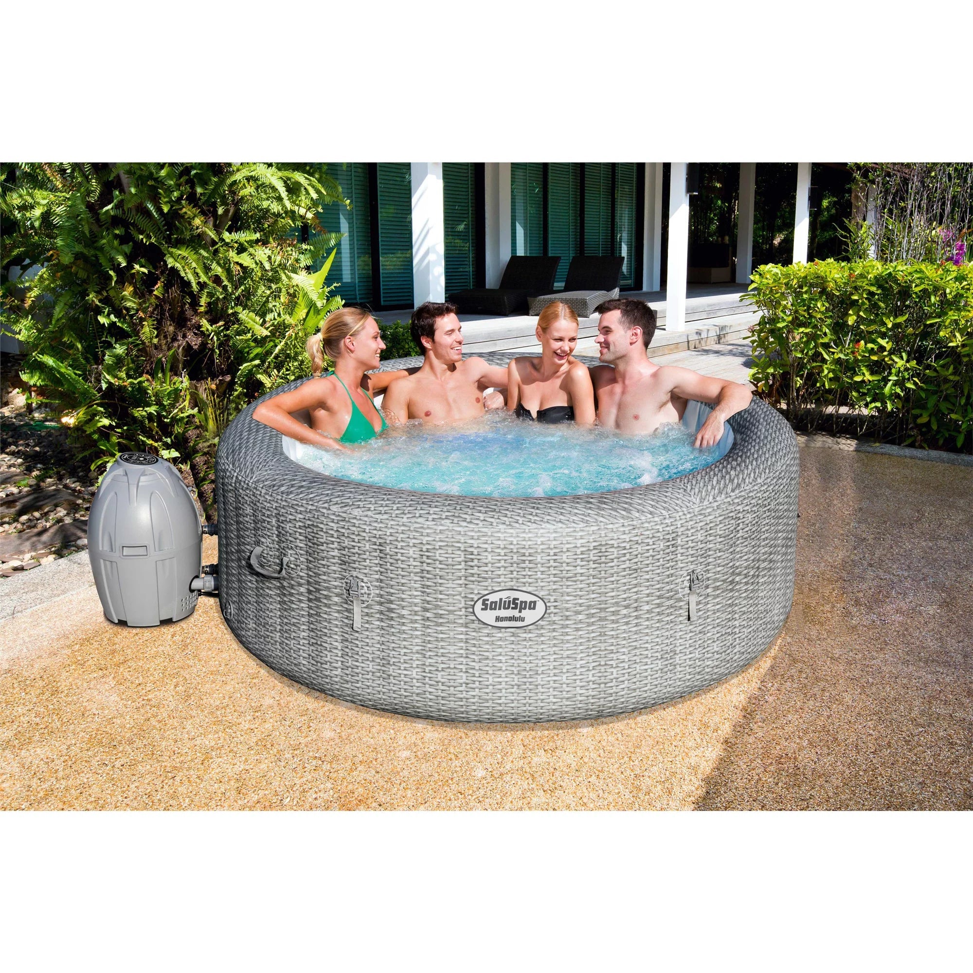 Bestway SaluSpa AirJet Inflatable Hot Tub and Intex PureSpa Removable Seat