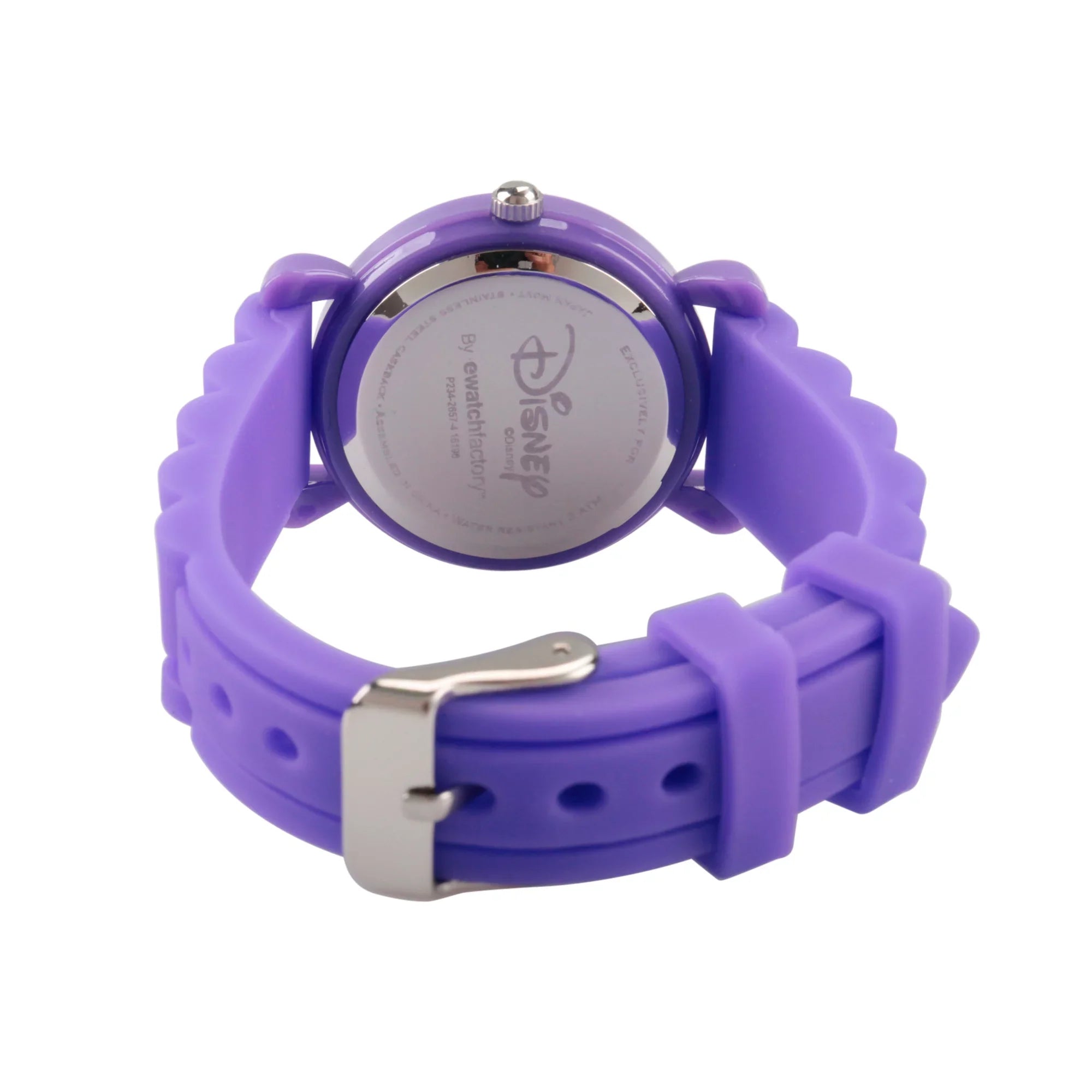 Frozen Elsa and Anna Girls' Purple Plastic Time Teacher Watch; Purple Silicon Strap
