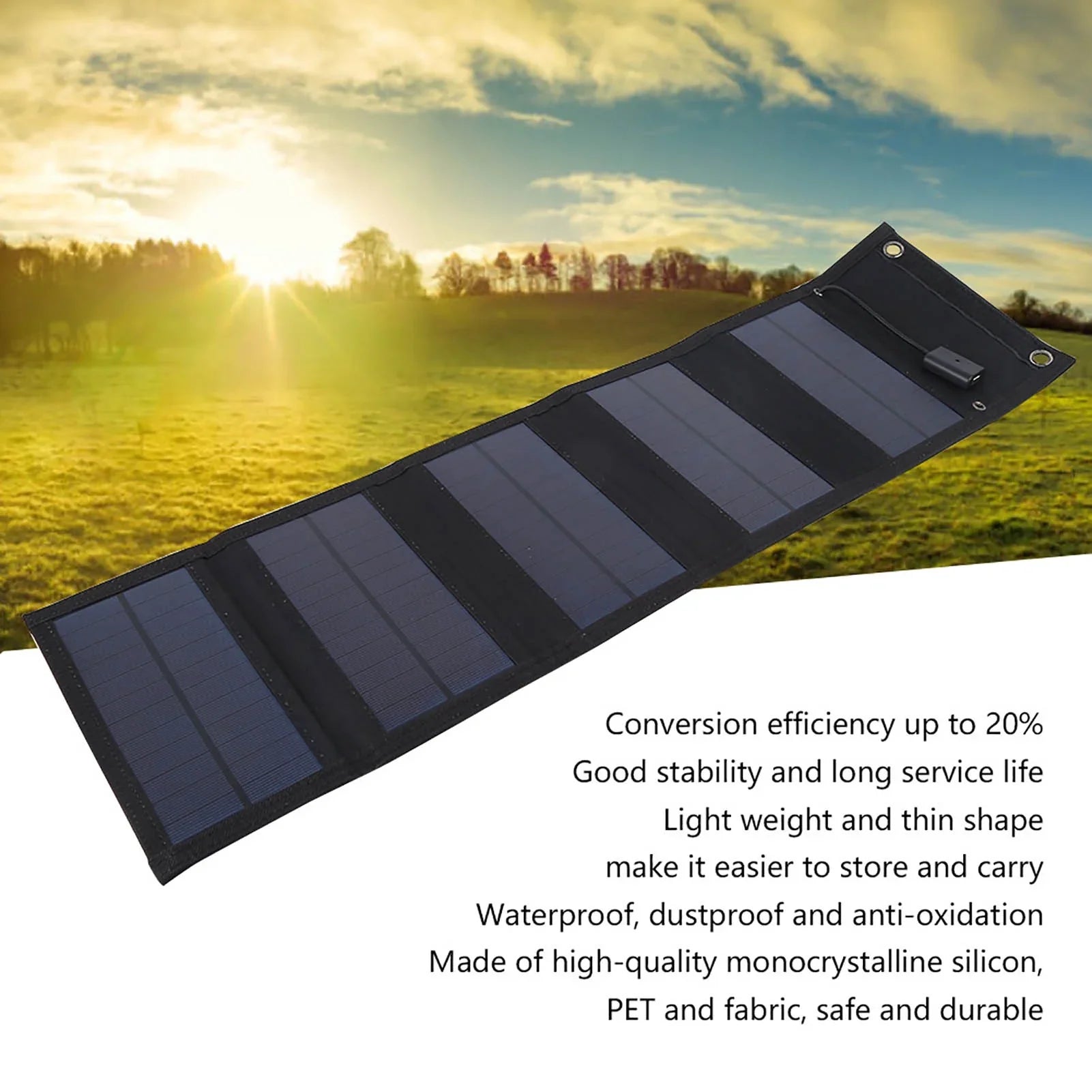 20W Liquidproof Foldable Solar Panel Solar Power Charger USB Output for Mountaineering