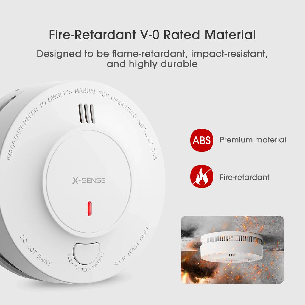 X-Sense Photoelectric Smoke Detector; Wireless Interconnected with over 820 ft Transmission Range; SD19-W