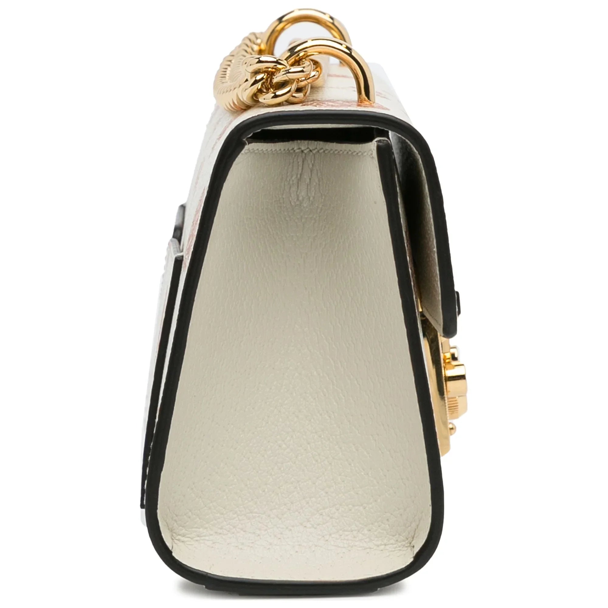 Pre-Owned Authenticated Gucci Small Berry Padlock Shoulder Bag Calf Leather White Unisex (New with Defects)