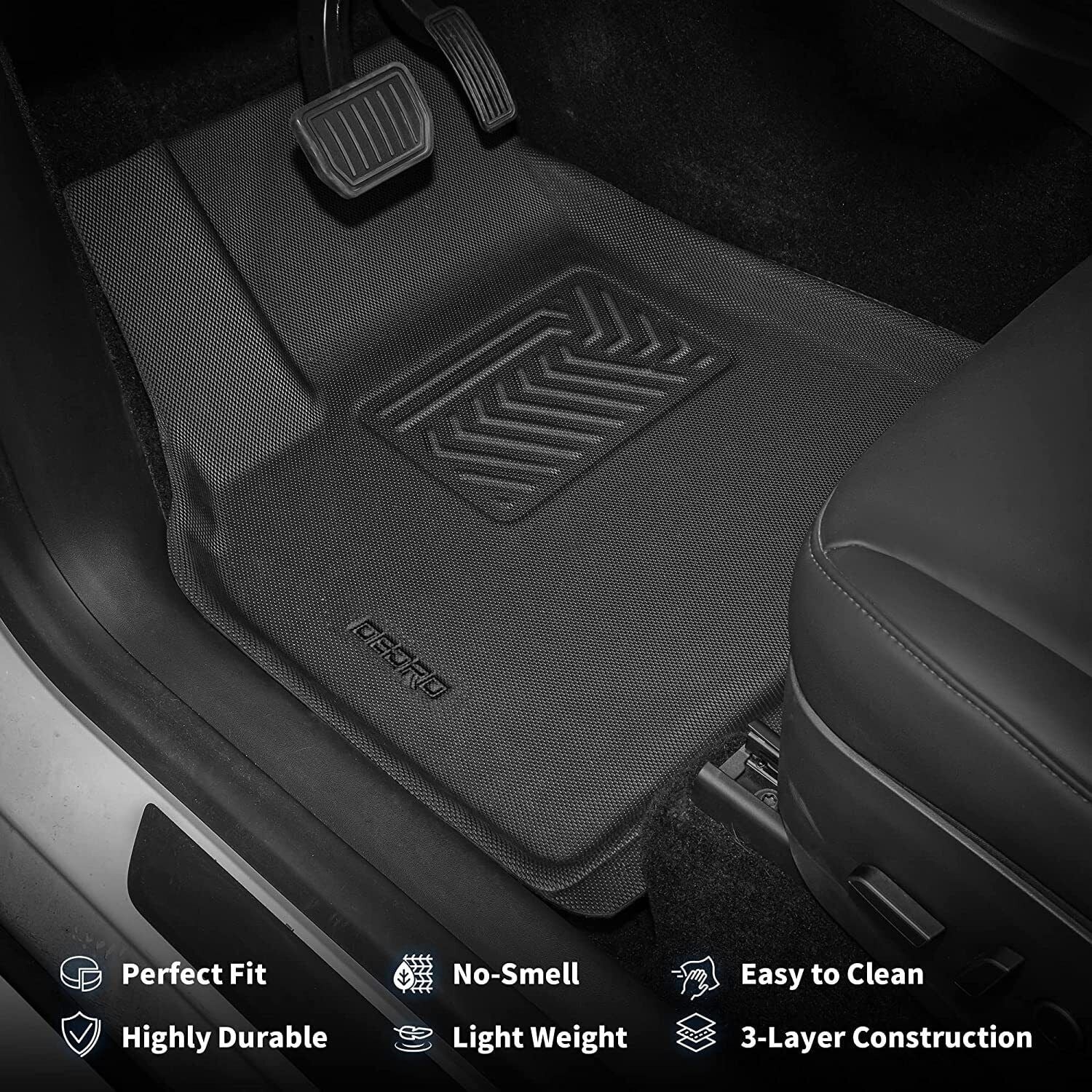 Ledkingdomus Ledkingdomus Floor Mats Cargo Liners for Tesla Model Y 5-Seat 2020-2024 All Weather Trunk Set