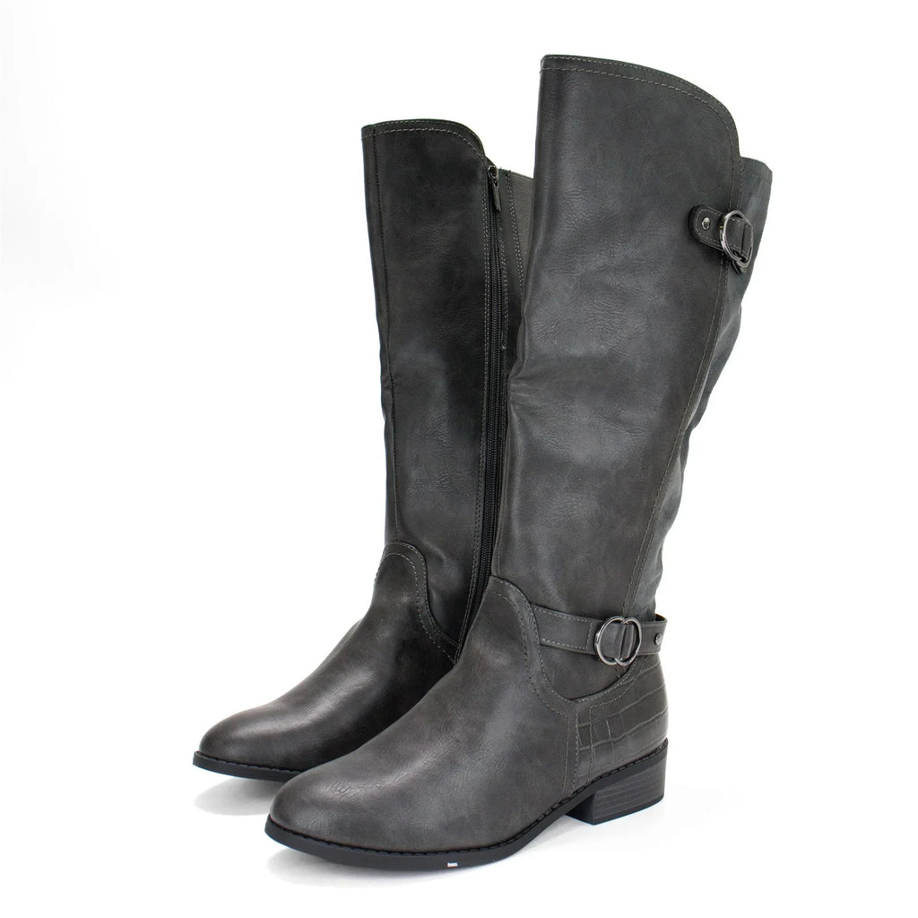 Karen Scott Women's Leandraa Extra Wide Calf Riding Boot; Grey;8 M US