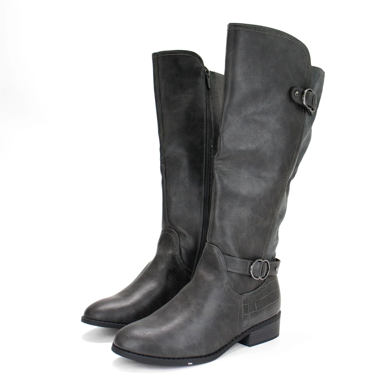 Karen Scott Women's Leandraa Extra Wide Calf Riding Boot; Grey;8 M US