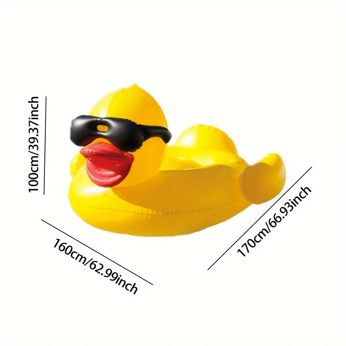 1pc Big Yellow Duck Floating Raft; Inflatable Toy With Two Beverage Holders