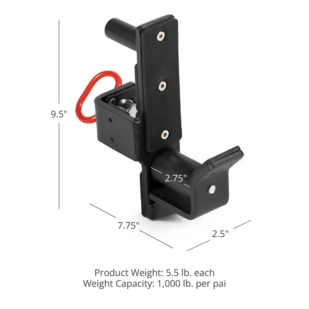 Titan Fitness T-2 Series Roller J-Hooks; UHMW Plastic; J-Hook Style Rack Mounted; 2;000 LB Capacity; Fits 2” x 2” Tubular Steel