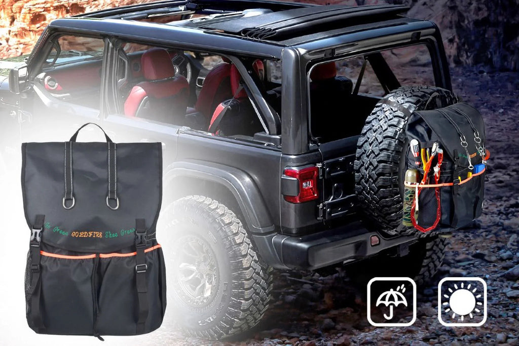 Large Capacity Tire Trash Backpack Spare Tire Tool Storage Bag SUV Trunk Organizer For Wrangle JK JL Off-Road Outdoors Recovery
