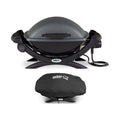 Weber Q 1400 Current-activated Grill (Black) with Grill Cover