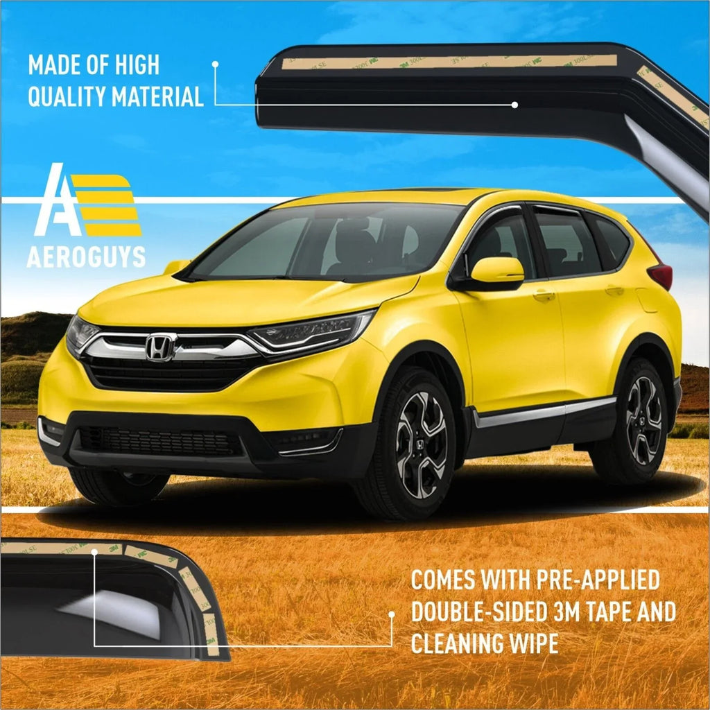 AEROGUYS in-Channel Window Deflectors Extra Durable Window Visors Rain Guards Fit for Honda CR-V 2017-2022; Sun Visors; Wind Deflectors; Vent Visors; Car Accessories - 4pcs. AG0064
