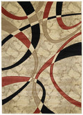 Designer Home Angles Area Rug 510-21390 La-Chic Cream Swirls Wavy Lines 5' 3" x 7' 6" Rectangle